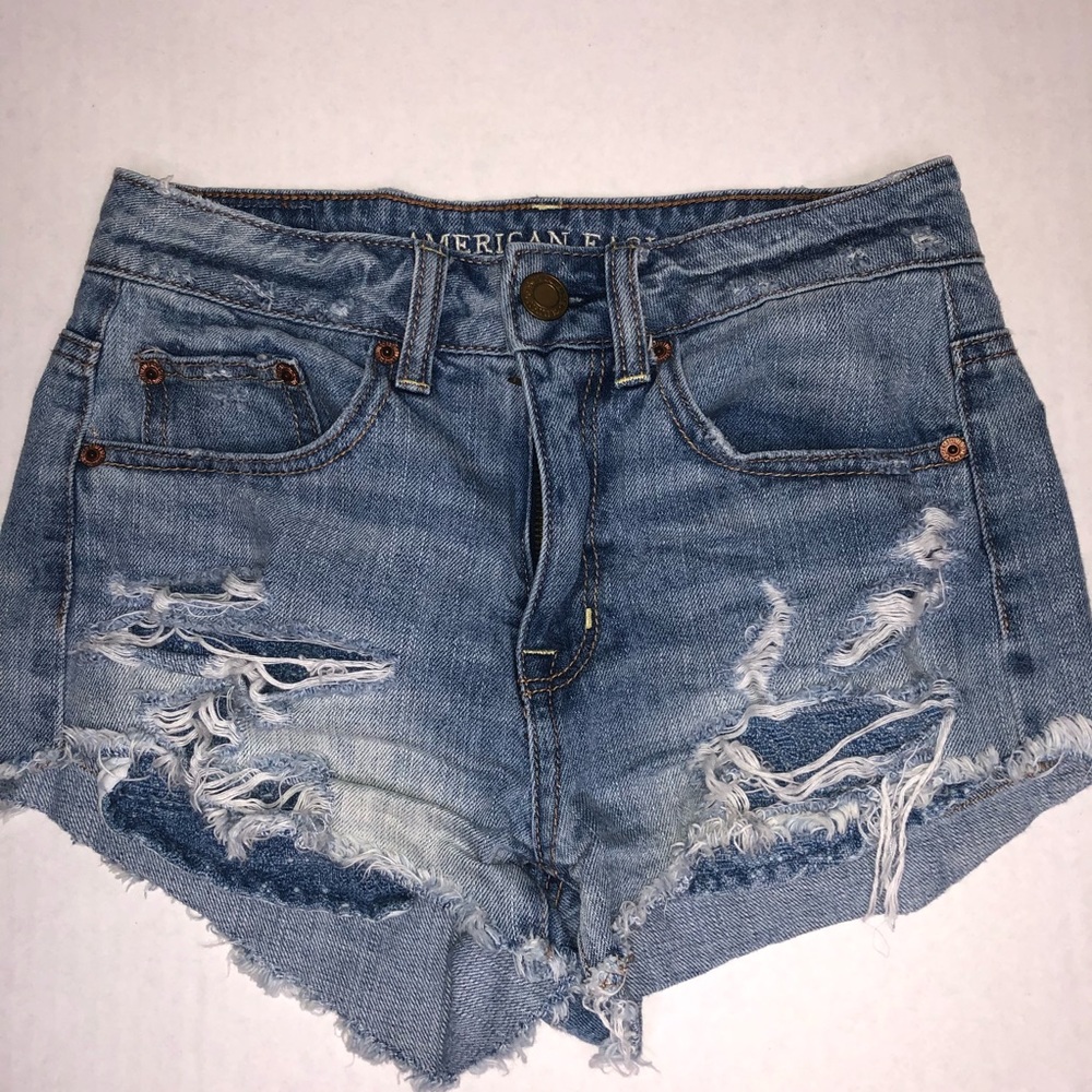 American Eagle destroyed denim shorts